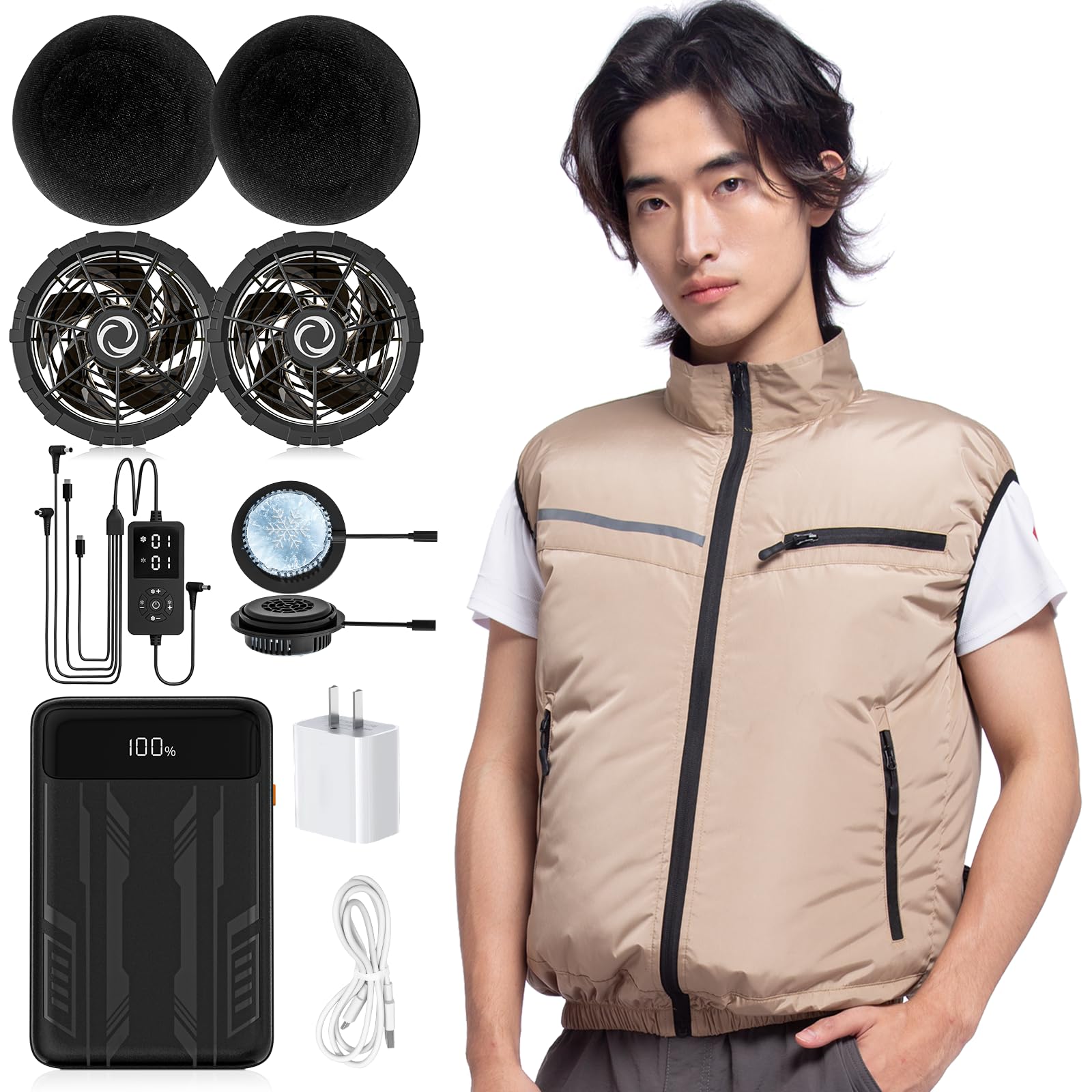 Amazon.co.jp: [Hon&Guan] 空調作業服 ファン付きベスト 4ファン